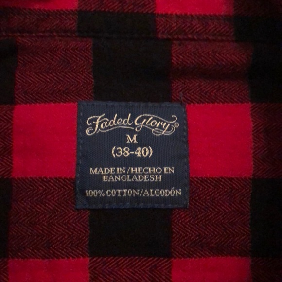 Faded Glory long sleeve button up red/black - Picture 3 of 3